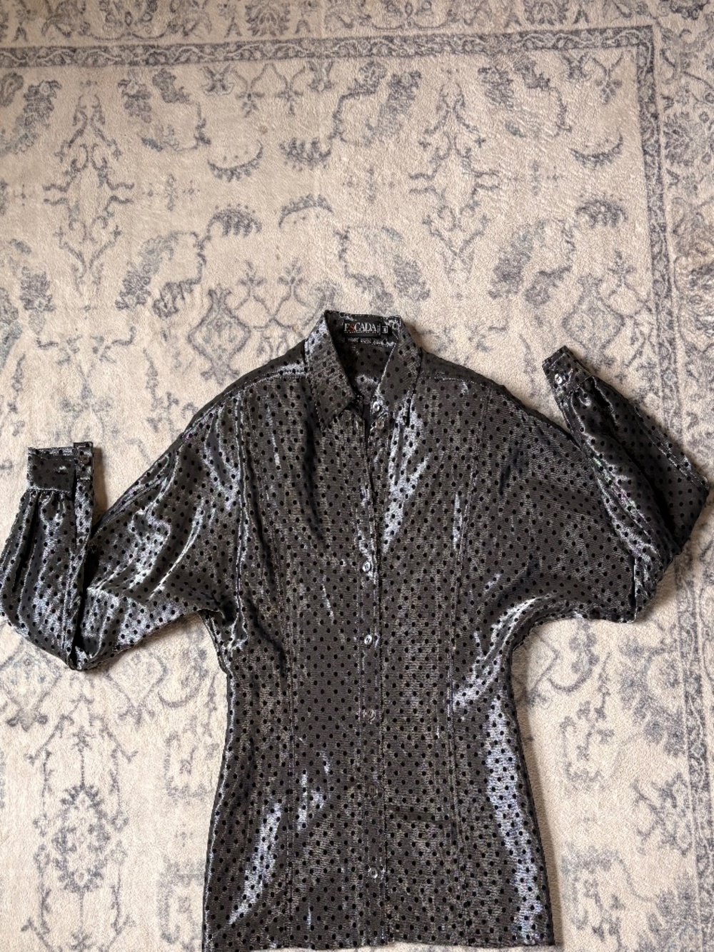 Escada Vintage Polka Dot Silk Blouse, 36/S